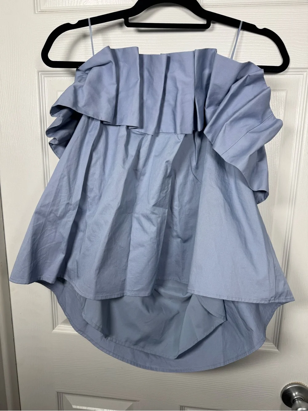Anthropologie Mare Mare Periwinkle Blue Pleated Ruffle Off Shoulder Top NWT XS - Picture 9 of 9